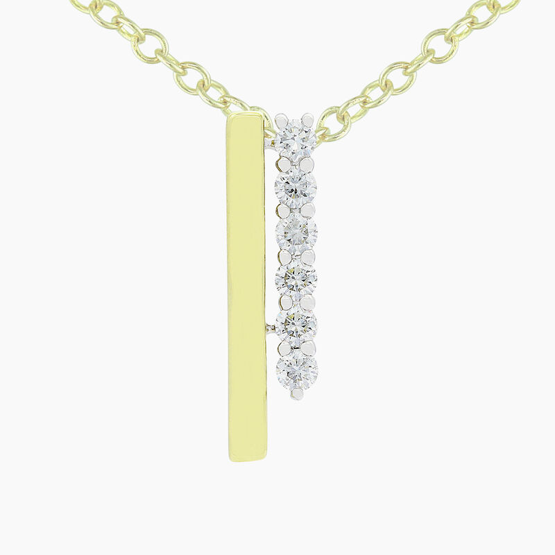 Diamond Double Bar Pendant in 10k Two Tone Gold image number null